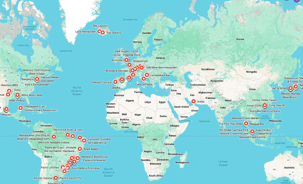 Mapa com locais do Mustache